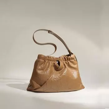 Niche Design Simple Retro Lazy Style Hand-grabbing Drawstring Pleated Leather Women s Bag One-shoulder Crossbody Women s Bag