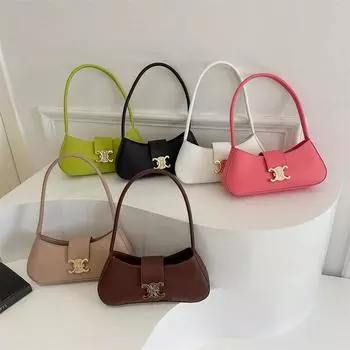 Niche Light Luxury Texture Bag Женская зимняя сумка-подмышка цвета конфеты Темпераментная сумка через плечо для поездок на работу коричневый