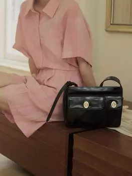 Niche New Postman женская сумка Head Layer Oil Wax Cowhing Double Pocket Single Shoulder Diagonal Small Square Bag 19x8x17cm кислотные зеленого