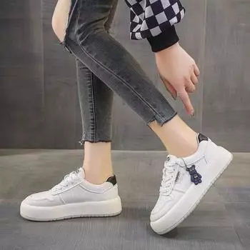 Niche original women s shoes 2024 spring and autumn little white shoes spring versatile shoes children versatile casual board shoes platform shoes 35 чёрный