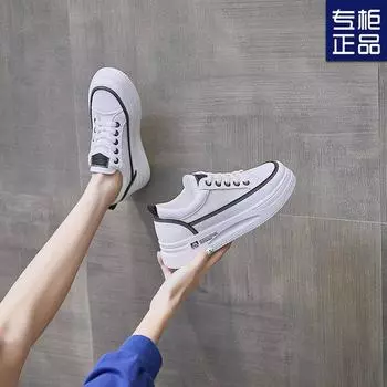 Niche platform athleisure shoes 2024 new Harajuku versatile women s spring and autumn fashion trend small whiteboard shoes women 35 чёрный