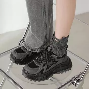 Niche platform dad shoes women s autumn and winter new heightening gray retro versatile casual shoes sports shoes 35