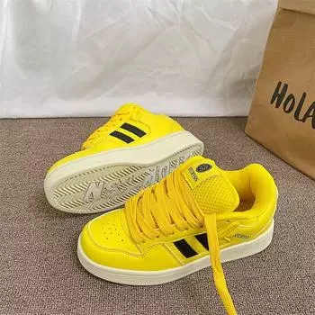 Niche platform versatile student board shoes women s tide spring new leisure sports bread shoes 35 жёлтый