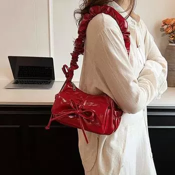 Niche Плиссированная сумка подмышкой Модная сумка Cloud Сумка через плечо Senior Sense All-in-one Handbag чёрный