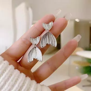 Niche Style Silver Fishtail Unique Design Hot-Sale Earrings Fishtail Earrings