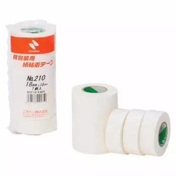 Nichiban Masking Tape Paper Adhesive Tape for Light Packaging 7 Rolls 18mm x 18m White 210H-18