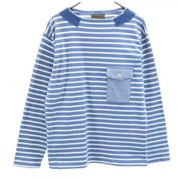 Nigel Cabourn made in Japan Border Pattern Long sleeve Cut 50 blue Men s Used