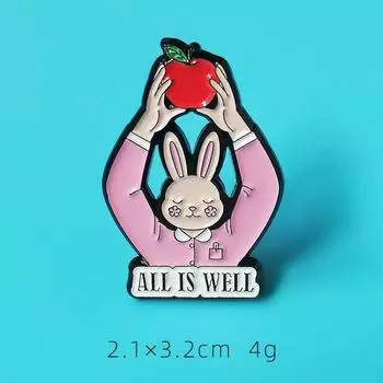 Night Shift Ping An Doctor Brooch Nurse Ornament White Coat Golden M Badge Cute Rabbit Safety Pendant Rabbit-Peace