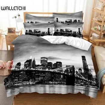 Night View Bridge Bedding Set Duvet Cover Set 3d Bedding Digital Printing Bed Linen Queen Size Bedding Set Fashion Design EU single(135x200cm)