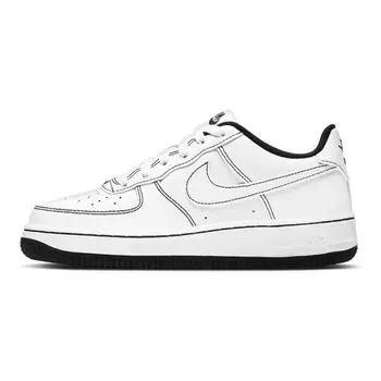 Nike Air Force 1 07 Low GS Contrast Stitch — белые черные кроссовки CW1575-104 38.5