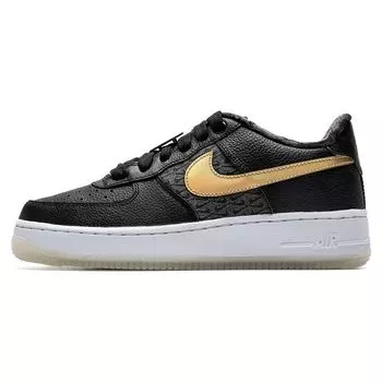 Nike Air Force 1 Low Premium GS Bronx Origins — детские кроссовки к 50-летию, черный металлик-золотой белый FN6977-010 36.5