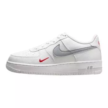 Nike Air Force 1 Low White Wolf Grey Crimson Mini Swoosh (GS) Детские кроссовки Wolf-Grey-Crimson FD9772-100 38