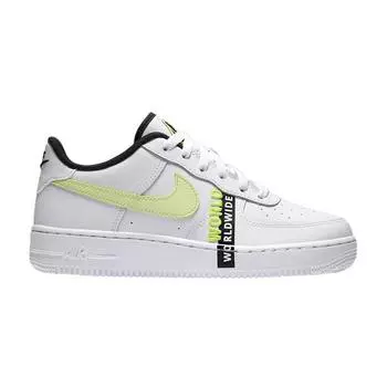 Nike Air Force 1 LV8 1 GS Worldwide Pack — белые детские кроссовки Barely Volt, черные CN8536-100