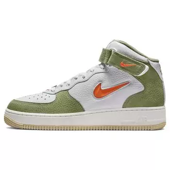 Nike Air Force 1 Mid QS Oil Green Orange Мужские кроссовки White Sail Total-Orange DQ3505-100 38.5