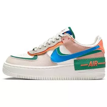 Nike Air Force 1 Shadow Sail Signal Сине-зеленые женские кроссовки Бело-зелено-шумовые кремовые CI0919-109 36