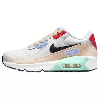 Nike Air Max 90 Leather SE GS Патчи Детские Кроссовки Белый Песочный Дюны Кобальтовый Блаженство DZ2888-100 36.5