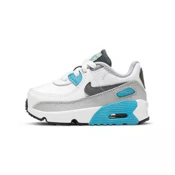 Nike Air Max 90 TD White Chlorine Blue Детские кроссовки Железно-серые CD6868-108