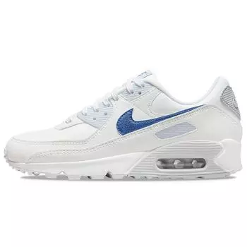 Nike Air Max 90 White Metallic Blue Женские кроссовки Summit-White Pure-Platinum Medium-Blue DX0115-100
