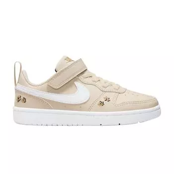 Nike Детские кроссовки Court Borough Low Recraft SE PS с цветочной вышивкой и коричневым песочным шпагатом FZ3135-100 28