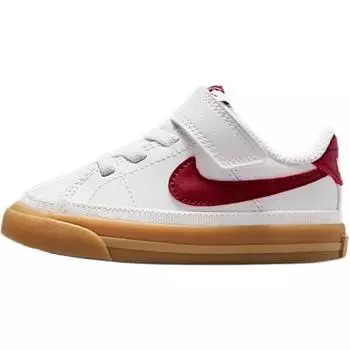 Nike Court Legacy TD Белые Командно-Красные Резиновые Детские Кроссовки Резиново-Желтые DA5382-132