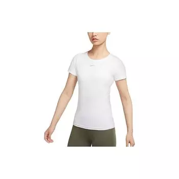 Nike Dri-Fit Adv Aura Повседневная спортивная дышащая облегающая однотонная футболка с коротким рукавом и логотипом женская футболка белая DD0589-100 L