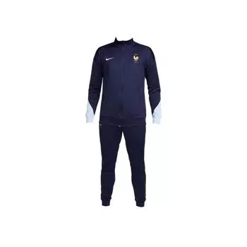 Nike Dri-FIT сборная Франции по футболу Еврокубок Тренировочный логотип с принтом воротника-стойки на молнии с длинным рукавом Повседневный спортивный костюм Мужской костюм Черный Синий FJ2343-498 M