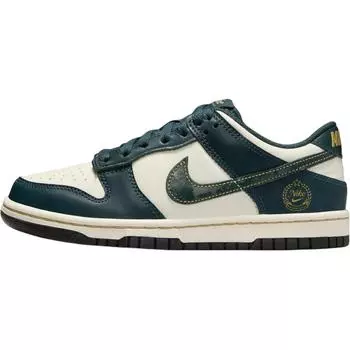 Nike Dunk Low GS Deep Jungle Детские кроссовки Зеленый Бледно-слоновая кость Винтажный-зеленый FB9109-301 35.5