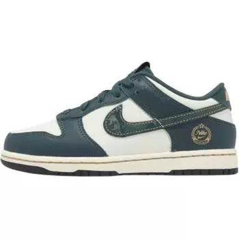 Nike Dunk Low PS Deep Jungle Детские кроссовки Зеленый Бледно-слоновая кость Винтажный-зеленый FB9108-301 28