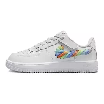 Nike Force 1 Low LV8 EasyOn PS Rainbow Lace Swoosh Детские кроссовки Белый терра-румянец Vapor-Green FN4890-100