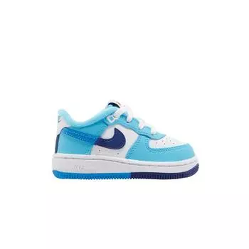 Nike Force 1 LV8 2 TD Split - Светло-голубые детские кроссовки White Deep-Royal-Blue Baltic-Blue DX2165-100 25