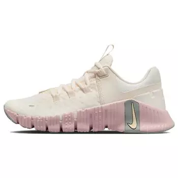 Nike Free Metcon 5 Pale Ivory Ice Peach Женские кроссовки Розовые светло-серебристые слюдяно-зеленые DV3950-102 38