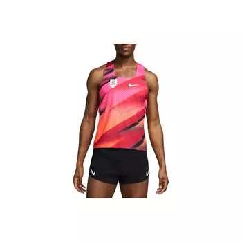 Nike Облегающий топ с круглым вырезом и графическим принтом для бега, мужские топы, красные FQ1362-614 XXL
