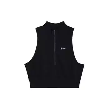 Nike Короткий облегающий топ на молнии для женщин, черный FV7492-010 M