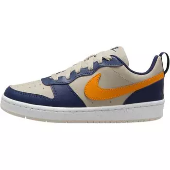 Nike Кроссовки Court Borough Low Recraft GS Midnight Navy Orange Peel Kids, светло-голубые, оревудско-коричневые, белые DV5456-126 36