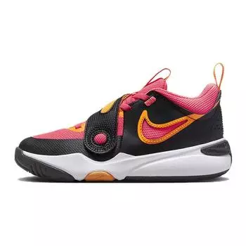 Nike Кроссовки детские Team Hustle D11 PS черные Hot Punch розовые ярко-оранжевые белые DV8994-001 29.5