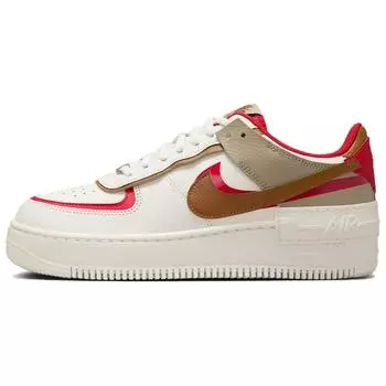 Nike Кроссовки женские Air Force 1 Shadow Phantom Fire Red Khaki Cream Light-British-Tan HQ3400-030 38.5
