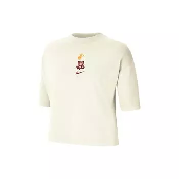 Nike Футболка с круглым вырезом Miami Heat Courtside с буквенным принтом, женские топы кремового цвета FV9374-901 L