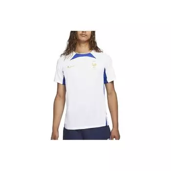 Nike Мужские топы France Strike Dri-FIT Qatar World Cup с логотипом и тренировочным футбольным трикотажем белого цвета DH6444-102 S