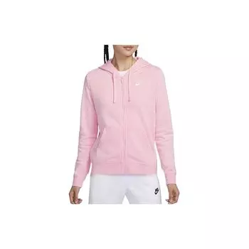 Nike Однотонная повседневная спортивная толстовка с капюшоном на молнии для женщин, розовая DQ5472-690 S
