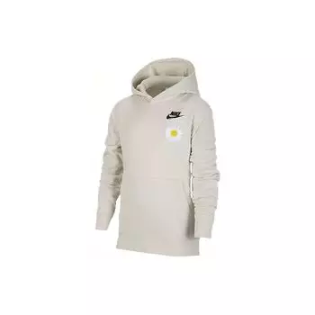 Nike Однотонная толстовка с капюшоном и цветочным логотипом для детей, серая DM8092-072 M