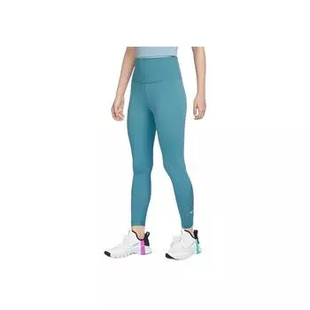 Nike Однотонные универсальные спортивные леггинсы с высокой талией женские плавки сине-зеленого цвета DV9021-440 S