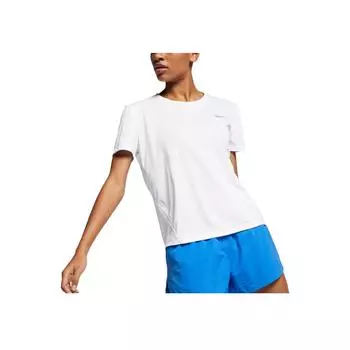 Nike Однотонный повседневный спортивный свитер с круглым вырезом, быстросохнущая футболка с коротким рукавом, женские топы, белый цвет DD7905-100 S