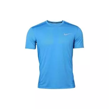 Nike однотонный пуловер с круглым вырезом и логотипом, приталенная футболка с короткими рукавами, мужские топы, синий AT3924-482 S