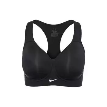 Nike Однотонный спортивный бюстгальтер с принтом логотипа и фиксированными бретелями, женское нижнее белье, черный цвет 833288-010 M