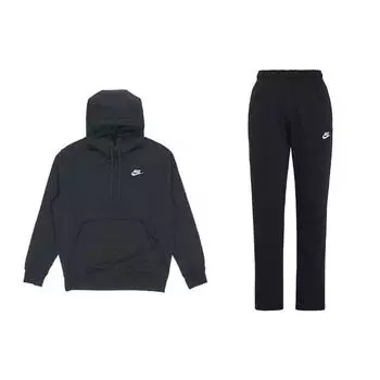 Nike Однотонный свитер с капюшоном и прямые спортивные брюки со шнурком и средней талией, повседневный спортивный костюм для мужчин, спортивный костюм BV2655-010+BV2714-010 XL