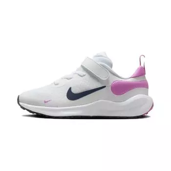 Nike Revolution 7 PS белые игривые розовые темно-синие детские кроссовки Midnight-Navy FB7690-103 28