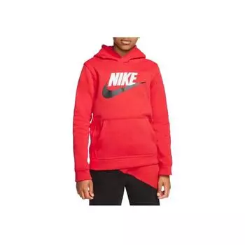 Nike Спортивная одежда Детская толстовка с капюшоном Club Fleece, пуловер, красный университетский, детская уличная одежда CJ7861-657 S