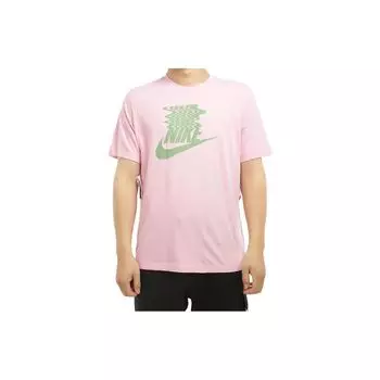 Nike Спортивная одежда с большим принтом логотипа, круглым вырезом, повседневная спортивная ретро футболка с коротким рукавом, мужская футболка розового цвета BQ1266-629 XXL