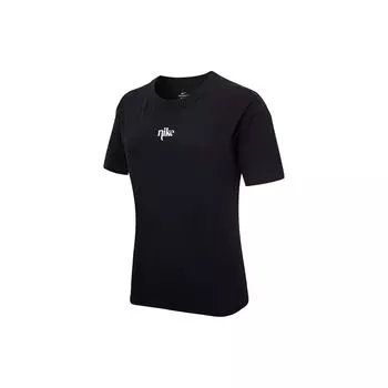 Nike Спортивная одежда с круглым вырезом, свитер, повседневная футболка с коротким рукавом, женские топы, черный цвет DH0327-010 L