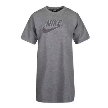 Nike Спортивная одежда с надписью «Письмо» Повседневное дышащее платье с коротким рукавом Женские платья Серый CU6402-063 S
